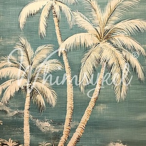 Large Decoupage Tissue Paper 21x29, Linen Palms Tree Decoupage Whimsykel Designs, 18lb paper, DIY furniture canvas art, mixed media