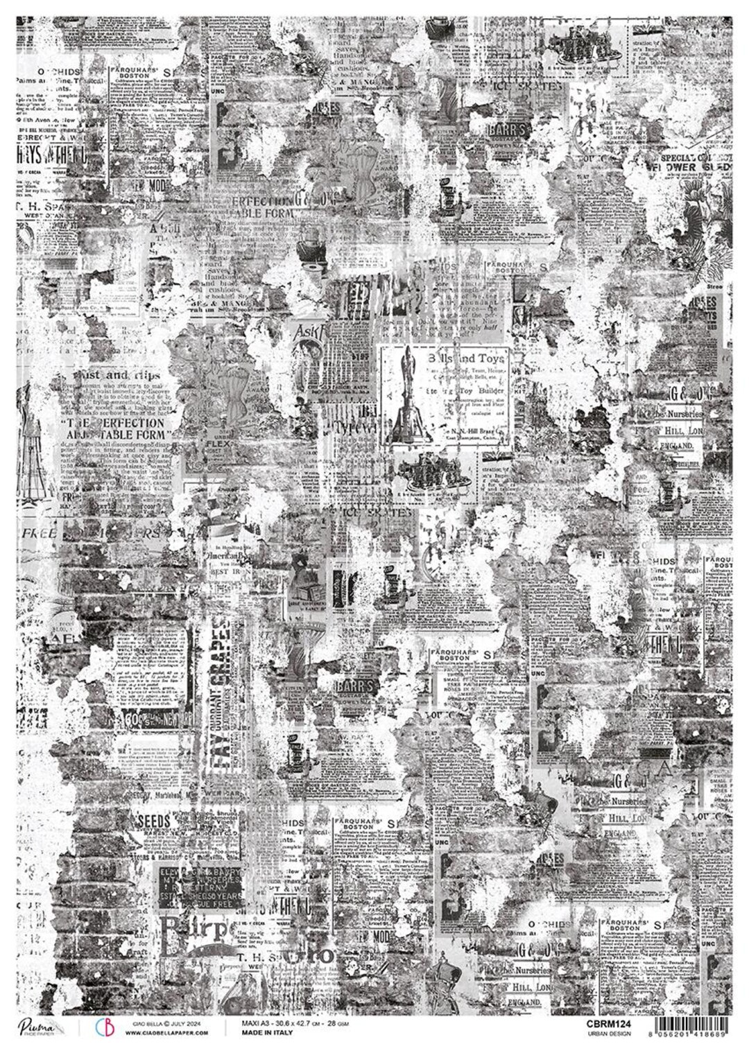 A3 Urban Design Decoupage Rice Paper Ciao Bella for DIY Craft, Mixed ...