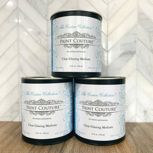 Paint Couture Clear Glazing Base to make custom glaze color, furniture Glaze, cabinet glaze, mixed media, junk journal, art journal, collage