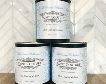 Paint Couture Clear Glazing Base to make custom glaze color, furniture Glaze, cabinet glaze, mixed media, junk journal, art journal, collage