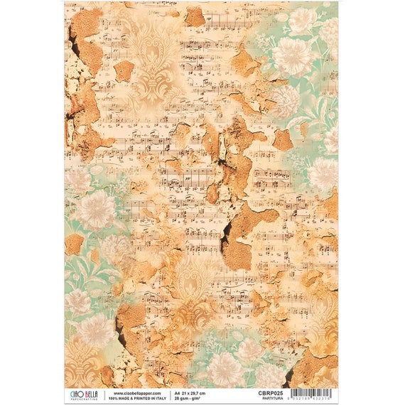 A4 Partitura Music Notes Decoupage Sepia Paper Ciao Bella Etsy