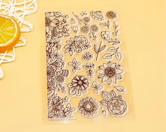 Small Flower Stamp Decorative Clear Stamp for DIY Crafts, Mixed Media, Scrapbook Collage, Card making Paper craft, junk journal, art journal