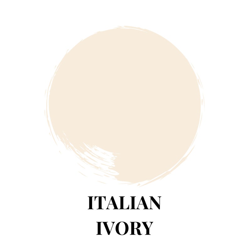 May include: A close-up of a paint swatch showing the colour "Italian Ivory".