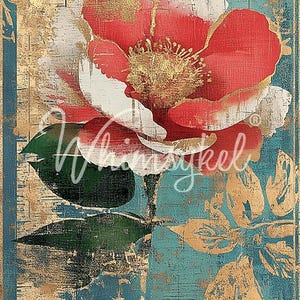 21x29&quot; Large Decoupage Tissue Paper, Coral Blossom Floral Decoupage Paper from Whimsykel Designs, 18lb paper for DIY furniture, canvas art