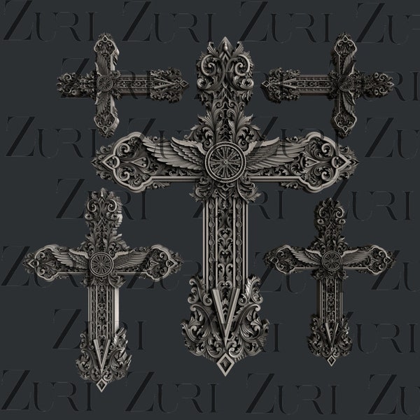 Ornate Crosses Set 1 Zuri Mold, Silicone Mould, 3D Clay Mold, Scrapbook Collage, Mixed Media, DIY Furniture, Art Junk Journal Paper crafting