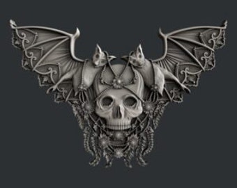 Molde de silicona grande Bat King Zuri Skull para Halloween, ideal para scrapbooking, collage de medios mixtos, manualidades con papel y creación de tarjetas.
