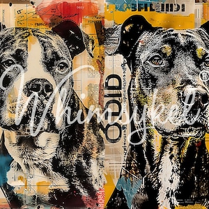 29x21&quot; Large Decoupage Tissue Paper,  Newsprint Boy Animal Dog Decoupage Paper, Whimsykel Designs 18lb paper DIY furniture, canvas art craft