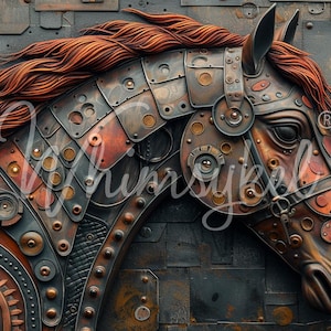 29x21&quot; Large Decoupage Tissue Paper,  Iron Horse Steampunk Decoupage Paper from Whimsykel Designs 18lb paper, DIY furniture canvas art