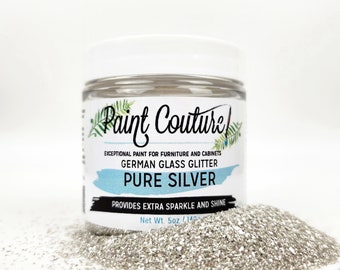 Pure Silver German Glass Glitter Paint Couture for Scrapbooking, Art Journals, Mixed Media, Collage, furniture, crafts and Christmas DIY