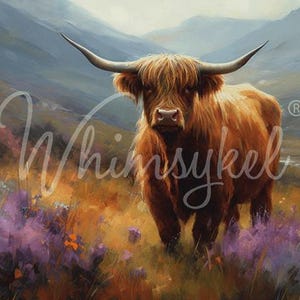 29x21&quot; Large Decoupage Tissue Paper,  Flora Highland Cow Animal Decoupage Paper from Whimsykel Designs 18lb paper, DIY furniture canvas art