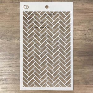5 x 8&quot; Herringbone Stencil Ciao Bella Fishbone Stencil Texture For Furniture, Scrapbook, Collage, DIY Mixed Media Stencil, Stencil Art MS041