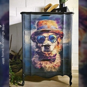 21x29&quot; Large Decoupage Tissue Paper, D.O.GEE Dog Animal Decoupage Paper from Whimsykel Designs, 18lb paper for DIY furniture canvas art