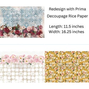 Redesign with Prima Decoupage Rice Paper Tissue Paper, Mulberry Tissue Paper for Decoupage, Scrapbook Collage, Furniture paper, Junk Journal