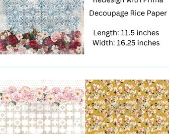Redesign with Prima Decoupage Rice Paper Tissue Paper, Mulberry Tissue Paper for Decoupage, Scrapbook Collage, Furniture paper, Junk Journal
