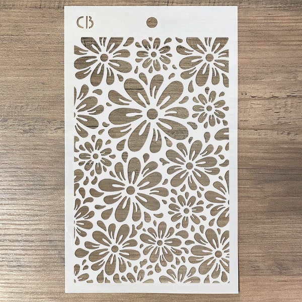 5x8" Blossom Floral Stencil Texture Flower Stencil Floral Stencil Ciao Bella Stencil For Scrapbook, Mixed Media Stencil, Stencil Art MS020