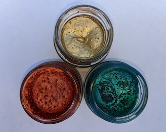 Metallic Wax Paste Zuri Paste Venetian Gold, Phoenix Blaze, and Bora Bora, scrapbooking, junk journal wax, mixed media, diy crafts, collage