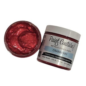 Cranberry Red Paint Couture Stencil Paste, Furniture paint, DIY Craft Paint, Mixed Media, Scrapbook collage, junk journal, card making