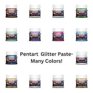 Pentart Glitter Paste for 3d patterns, stencils, scrapbooking, furniture, DIY crafts, mixed media, decor paste, fabric paste, junk journals