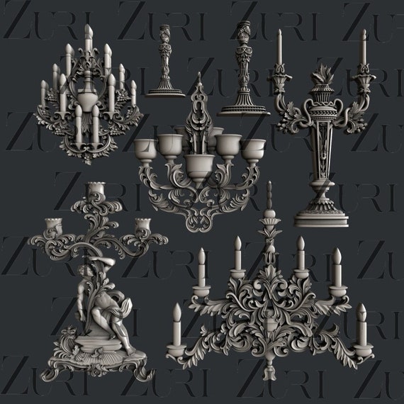 Baroque Candelabras Mold Zuri Silicone Mould, Clay Mold, Scrapbook, Mixed Media, Collage, Junk Journal, Art Journal, furniture, DIY craft