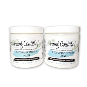 Decoupage Medium Matte and Shine Paint Couture , clear waterproof medium for gluing, varnishing and transferring decoupage and rice paper