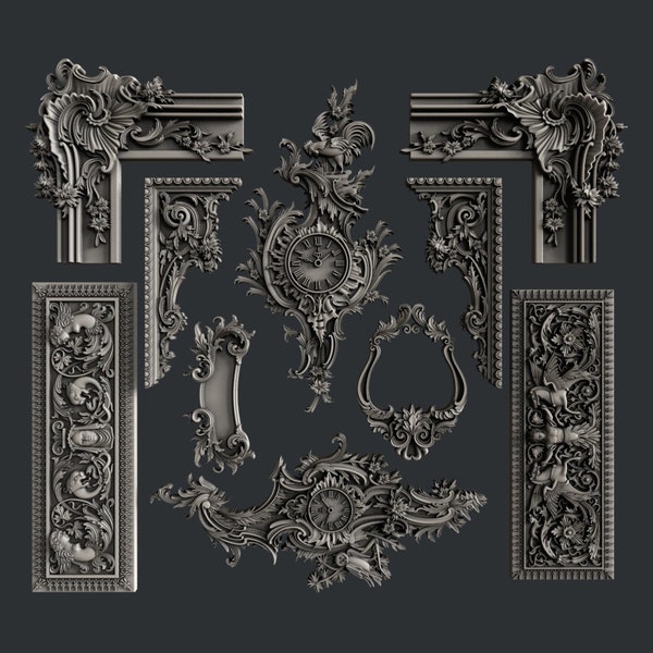 Baroque Elements Mold Zuri Mold Silicone Mould Zuri Mold 3D Mold Clay Mould Ornate Border Frame Mold