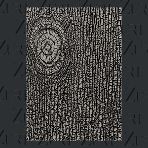 May include: Close-up of a wood grain pattern with a large knot in the center. The wood is a light brown color with dark brown lines running through it.