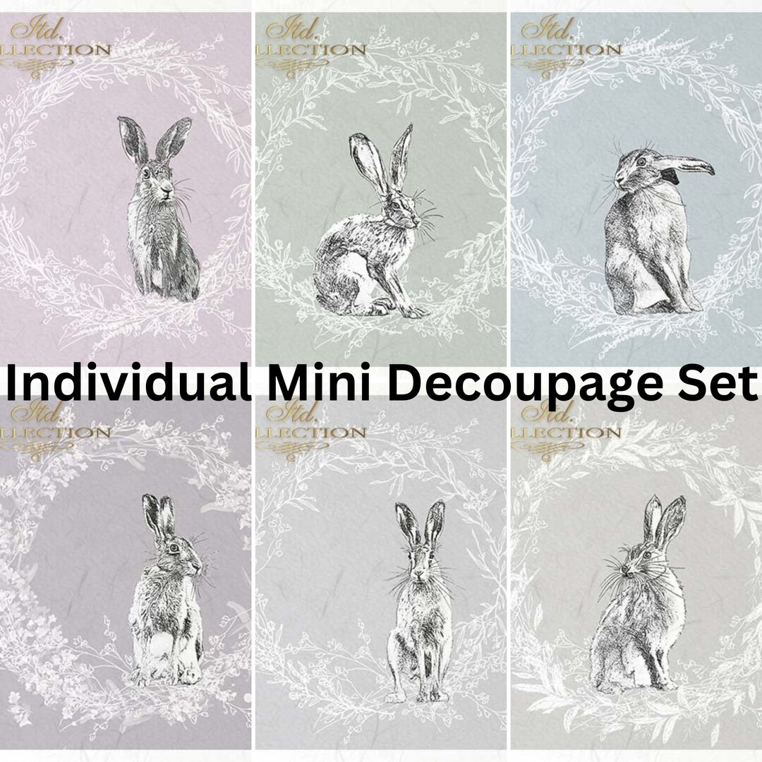 6 Mini Bunny Rice Paper Set ITD Collection Decoupage Paper RSM 054 ...