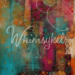 21x29&quot; Large Decoupage Tissue Paper, Colorful Echoes Abstract Decoupage Paper, Whimsykel Designs, 18lb paper for DIY furniture, canvas art
