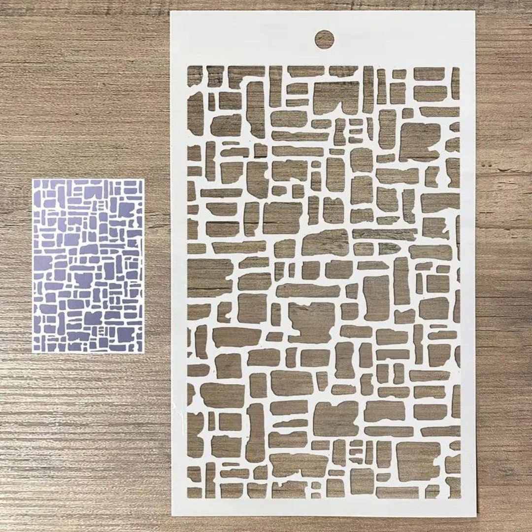 Abstract Bricks Stencil for Scroll DIY Craft, Mixed Media Scrapbook ...