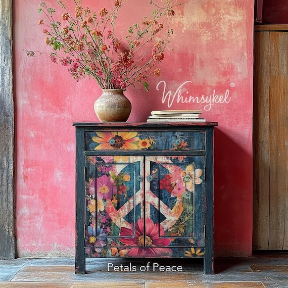 21x29" Large Decoupage Tissue Paper, Petals of Peace Floral Decoupage Paper from Whimsykel Designs, 18lb paper for DIY furniture, canvas art
