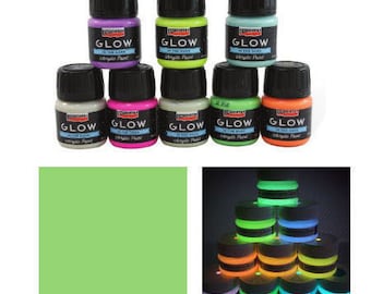 Pentart Glow in the Dark Neon Acrylic paint for Furniture, Craft Paint Paint Supplies, Arts and Crafts, Junk Journals, Mixed Media, Collage