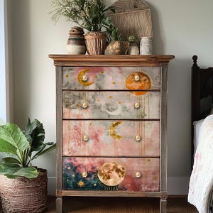 21x29&quot; Large Decoupage Tissue Paper, Boho Night Sky Decoupage Paper from Whimsykel Designs, 18lb paper for DIY furniture canvas art