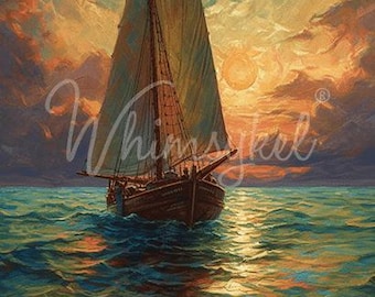 21x29" Large Decoupage Tissue Paper,  Nautical Serenity Sailboat Decoupage Paper from Whimsykel Designs 18lb paper, DIY furniture canvas art