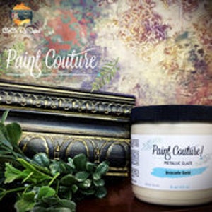 Brocade Gold Paint Couture Glaze, Furniture Glaze,  cabinet glaze, craft supplies, mixed media arts, junk journals, card making, scrapbook