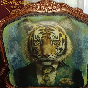 21x29&quot; Large Decoupage Tissue Paper,  Sebastian Tiger Decoupage Paper from Whimsykel Designs 18lb paper, DIY furniture canvas art