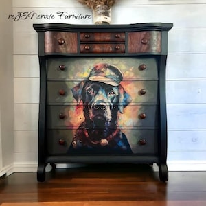 21x29&quot; Large Decoupage Tissue Paper,  Painter Pup Decoupage Paper Whimsykel Designs, 18lb paper for DIY furniture, canvas art, FAST SHIPPING