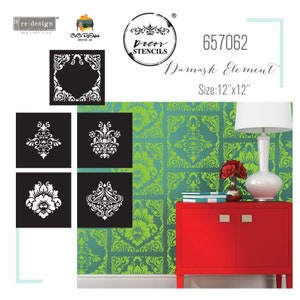 Mix and Match CeCe Damask Elements Stencil 5 Piece Set Redesign with Prima as a wall stencil, scrapbook, furniture, mixed media, card making