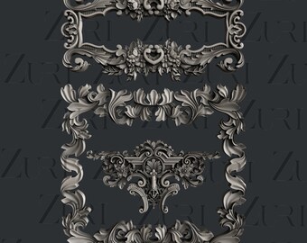Baroque Frames 2 Mold Silicone Mould Zuri Mold 3D Mold for scrapbooking, mixed media, DIY craft, furniture mold, collage, art junk journal