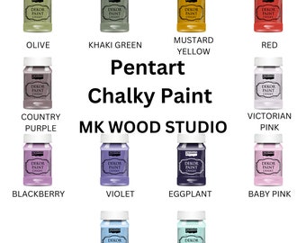 Pentart Chalky Paint para muebles de bricolaje, manualidades, collage, diario basura, fabricación de tarjetas, técnicas mixtas, álbumes de recortes, collage en papel, pintura con tiza