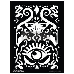 May include: Black and white stencil design featuring a butterfly and an eye motif. The design includes decorative swirls and patterns, with the text "DIY SIMPLIFIED" and "CoCo ReStyled" visible.