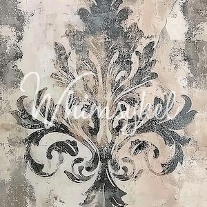 21x29&quot; Large Decoupage Tissue Paper, Timeworn Elegance French Country Damask Decoupage Whimsykel Designs 18lb paper DIY furniture canvas art