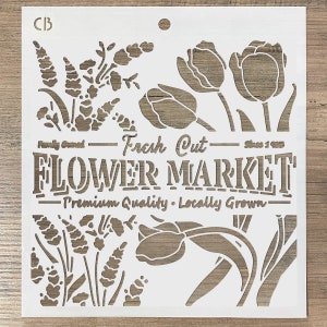 8x8 Stencil Flowers Market Ciao Bella Crafts, Mixed Media Stencil, Stencil Art