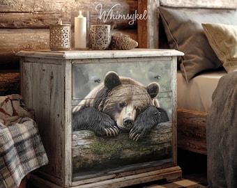 29x21" Large Decoupage Tissue Paper Tuckered Teddy Bear Decoupage Paper Whimsykel Designs 18lb paper DIY furniture canvas art