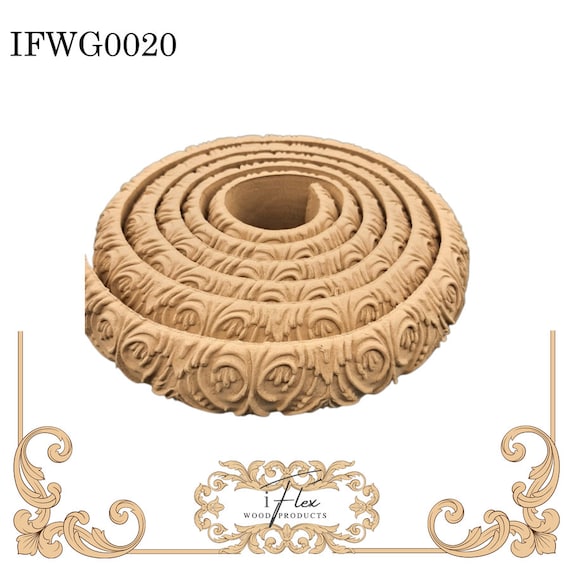 84" x 1.38" Embellishment Trim iFlex Wood Products Wood Trim IFWG0020 Heat Bendable Wood Trim, Ornate Trim, Heat Flexible Furniture Trim