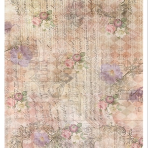 A4 Vintage Haze Decoupage DDD Floral Decoupage Rice Paper for crafts, furniture, mixed media, junk journal, card making, paper crafting