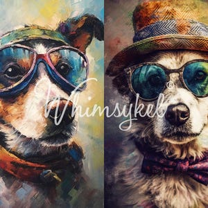 29x21&quot; Large Decoupage Tissue Paper,  Rascal and Dogee Duo Dog Decoupage Paper from Whimsykel Designs 18lb paper, DIY furniture canvas art