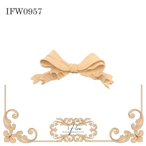 Bow Moulding Heat Bendable Wooden Applique, ribbon craft embellishment, DIY scrapbooking, junk journal, mixed media, paper crafting 957