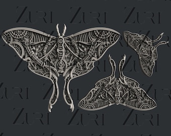 Steampunk Luna Moth Insect Mold Zuri Design Silicone Mould Clay Mold, Scrapbook, Mixed Media, Collage, Junk Journal, Art Journal, furniture