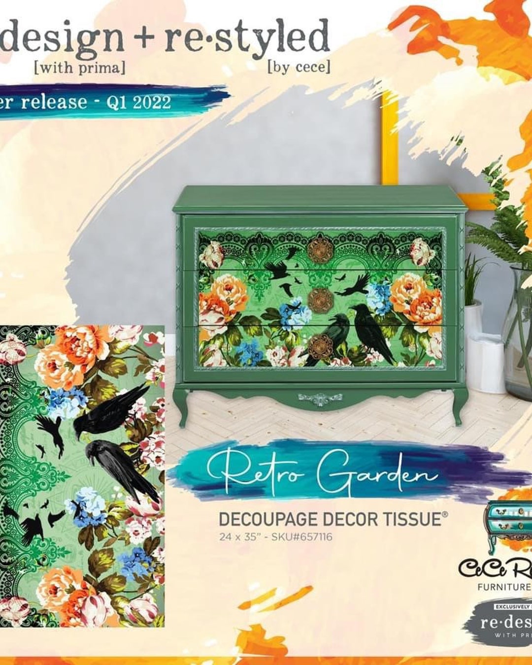 Retro Garden Decoupage Paper Redesign With Prima Mulberry Etsy