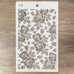 5x8" Rosebush Scroll Texture Stencil by Ciao Bella Stencil For Crafts, Mixed Media Stencil, Stencil Art MS085